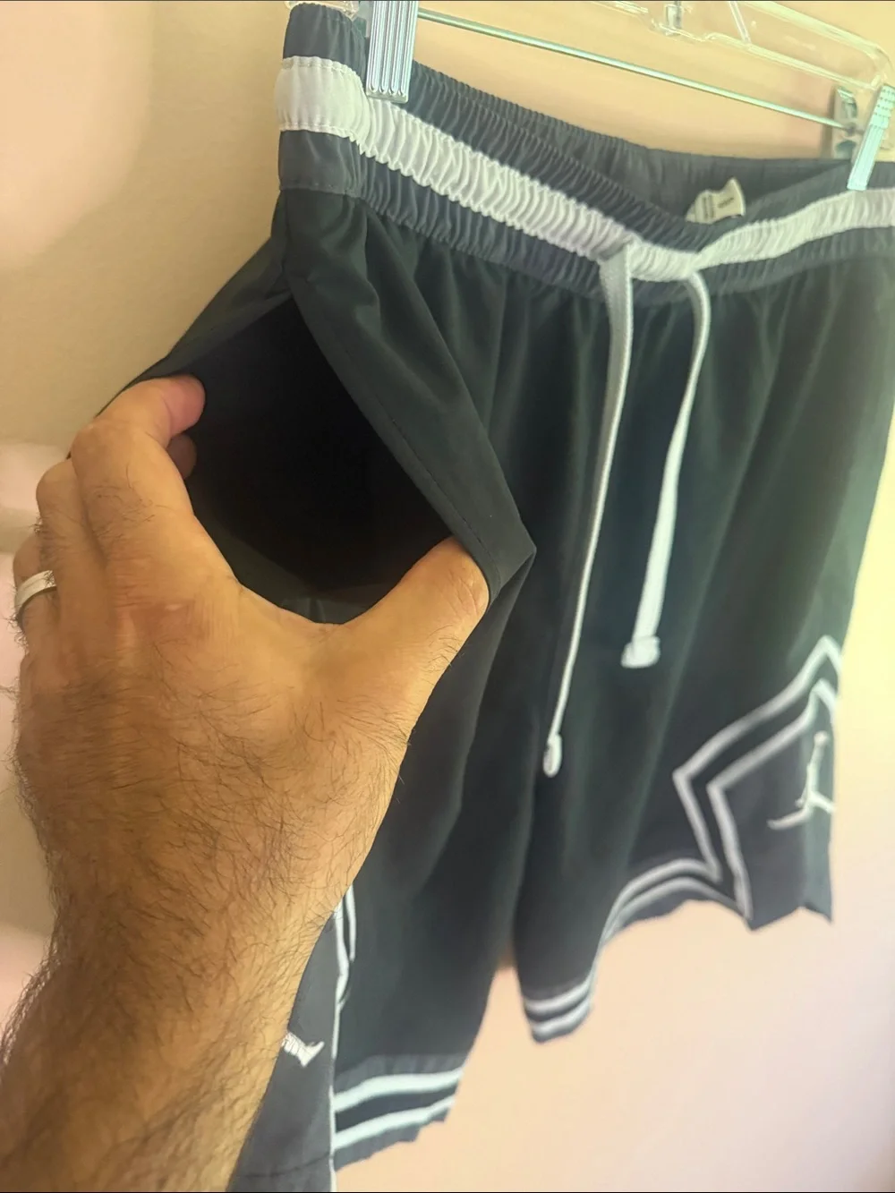 Jordan Black Athletic Basketball Shorts with White Trim